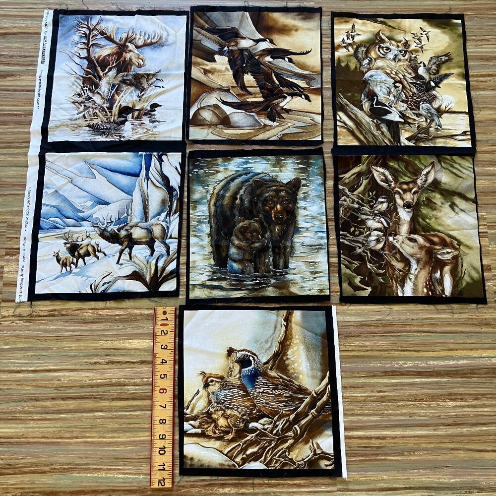 Jody Bergsma North American Wildlife & Birds Fabric Panels 7 Designs 11" Squares